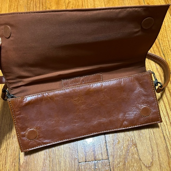 Wilsons Vtg Leather Brown Gem Embroidered Embellished Arm Clutch Fold Over Bag - Picture 8 of 13